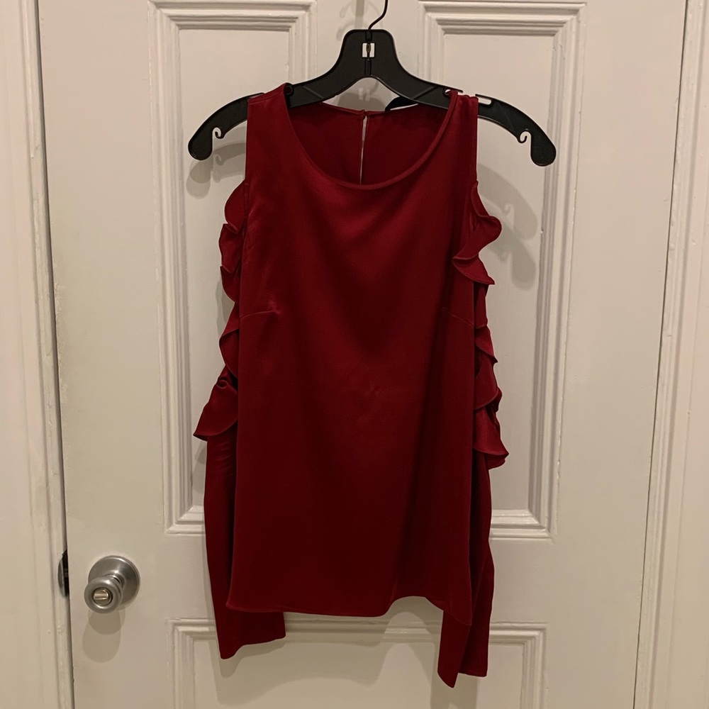 Cushnie Cold Shoulder Top In Ruby Red Size 0 - image 5